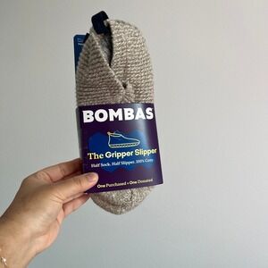 NWT Bombas Taupe The Gripper Wool-Blend Knit Slipper Small Cozy Core Lounge